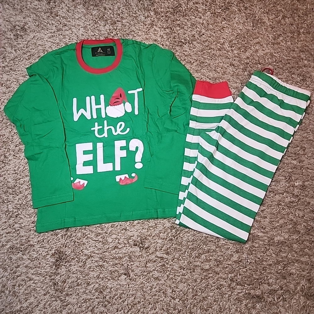 2pc Xmas Pj's Holiday Pijamas WHAT THE ELF? Boys Sz L